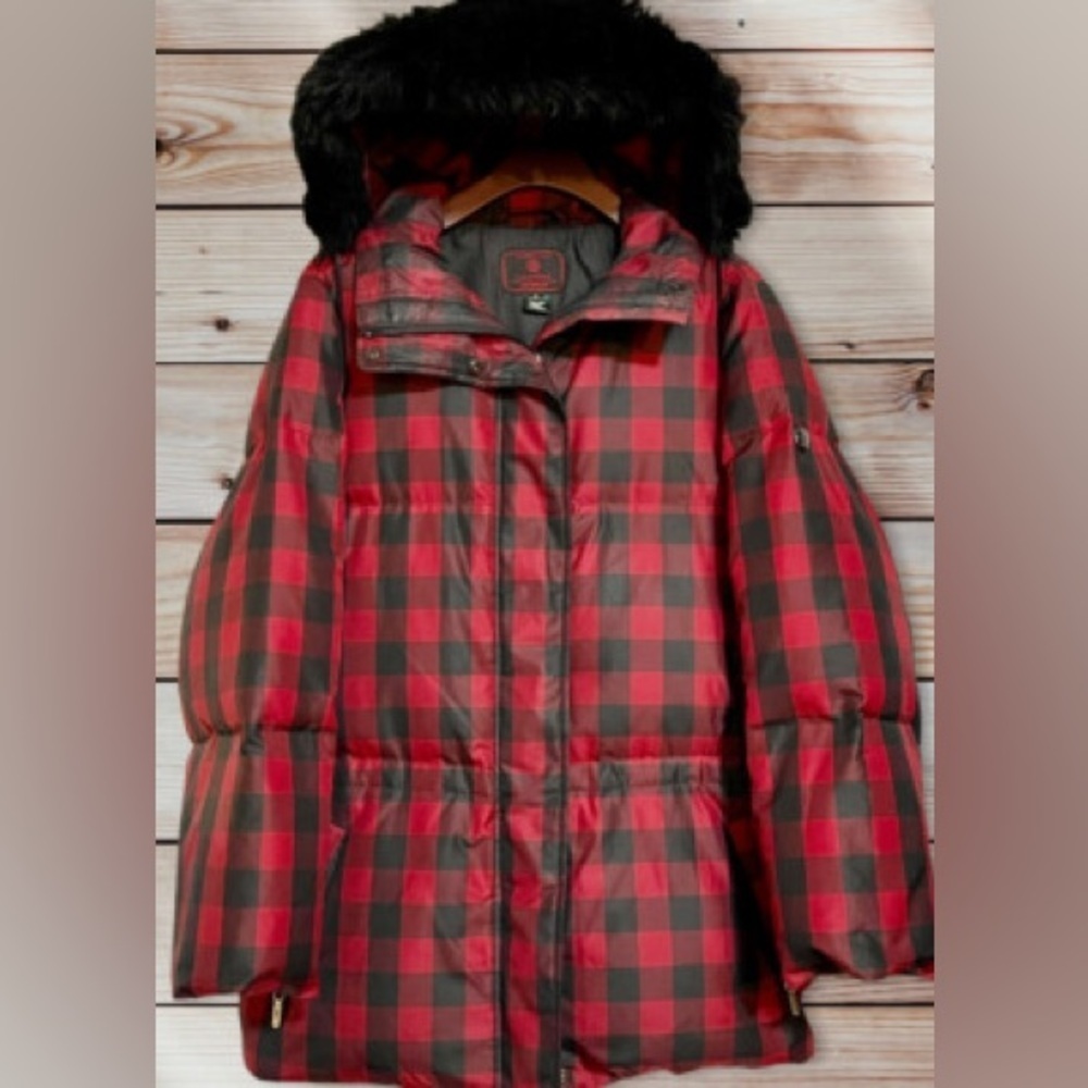 Ralph Lauren Buffalo Plaid Down Coat Parka - Picture 2 of 14